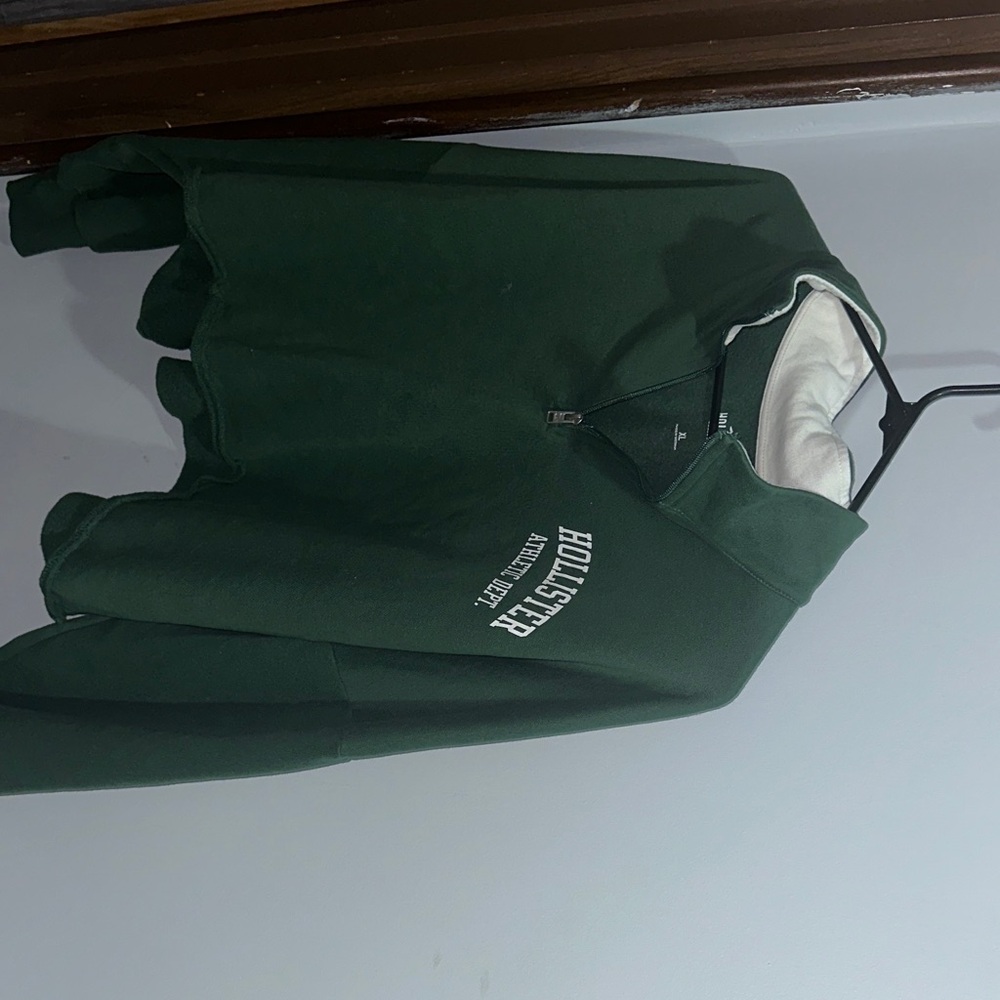 Hollister Forest Green Quarter-Zip Pullover